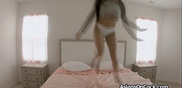  Fucking playful big tit Asian girlfriend on leaked sex tape